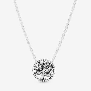 Family Jewelry Pandora Sparkling Family Tree Pendant Necklaces | 1743586-XC