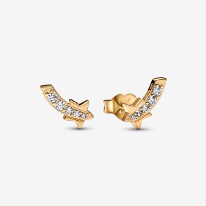 Gold Plated Pandora Shooting Star Pavés Stud Earrings | 4253076-CB