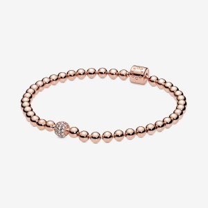 Rose Gold Plated Pandora Beads & Pavé Non-charm Bracelets | 8910645-QD