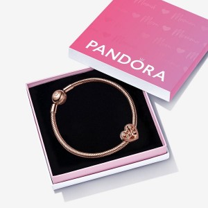 Rose Gold Plated Pandora Family Tree Heart Gift Set Charm Bracelets | 8031745-JF