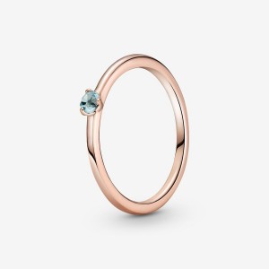 Rose Gold Plated Pandora Light Blue Solitaire Halo & Solitaire Rings | 7806321-ZJ