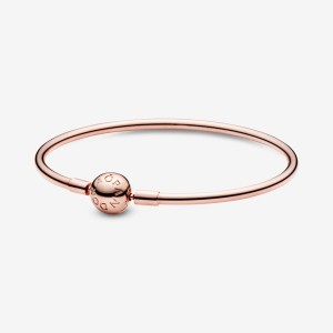 Rose Gold Plated Pandora Moments Bangle Charm Holders | 6534791-FR