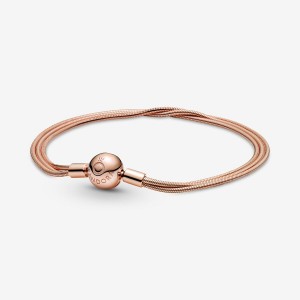 Rose Gold Plated Pandora Moments Multi Snake Chain Bracelets | 1987246-TG