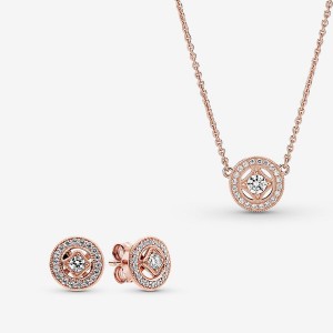 Rose Gold Plated Pandora Necklace & Earring Sets | 1456398-JQ