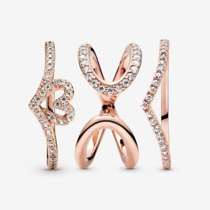 Rose Gold Plated Pandora Pandora ME Pavé Pinky Rings | 4089627-KY