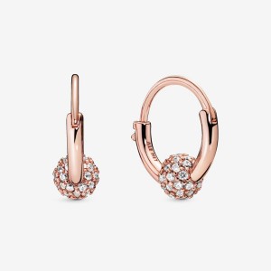 Rose Gold Plated Pandora Pavé Bead Hoop Earrings | 2653784-PS