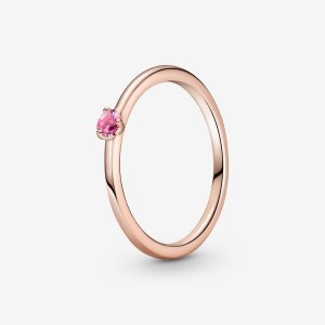 Rose Gold Plated Pandora Pink Solitaire Halo & Solitaire Rings | 4581063-BT