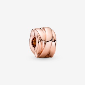 Rose Gold Plated Pandora Polished Ribbons Clip Clips | 8031579-UC