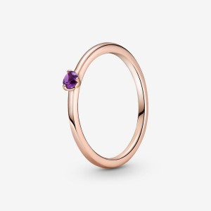 Rose Gold Plated Pandora Purple Solitaire Halo & Solitaire Rings | 1732086-DG