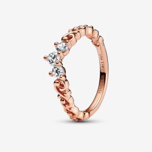 Rose Gold Plated Pandora Regal Swirl Tiara Heart & Promise Rings | 2190384-SF