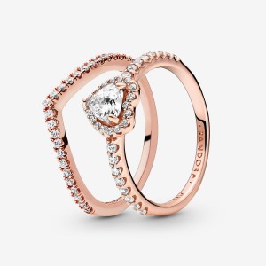 Rose Gold Plated Pandora Ring Sets | 1583276-XI