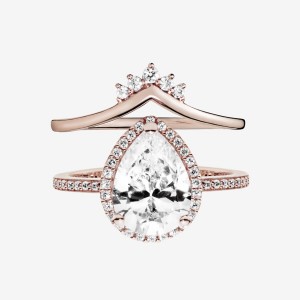 Rose Gold Plated Pandora Ring Sets | 2485903-QG