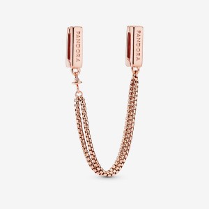 Rose Gold Plated Pandora Safety Clip Safety Chains | 6920475-JF