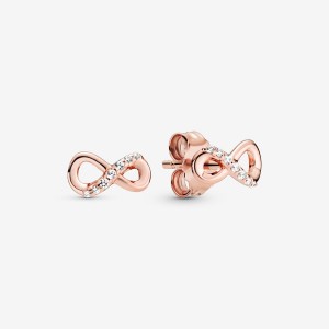 Rose Gold Plated Pandora Sparkling Infinitys Stud Earrings | 5681230-PH