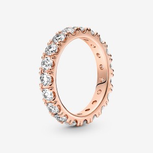 Rose Gold Plated Pandora Sparkling Row Eternity Band Rings | 0752918-WE