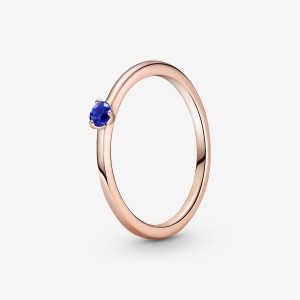 Rose Gold Plated Pandora Stellar Blue Solitaire Halo & Solitaire Rings | 8734062-SM