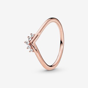 Rose Gold Plated Pandora Tiara Wishbone Heart & Promise Rings | 7265031-RM