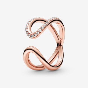 Rose Gold Plated Pandora Wrapped Open Infinity Statement Rings | 1864397-NH