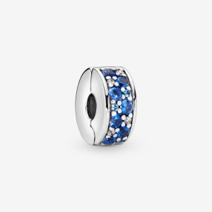 Sterling Silver Pandora Blue Pavé Clip Clips | 3460879-YS