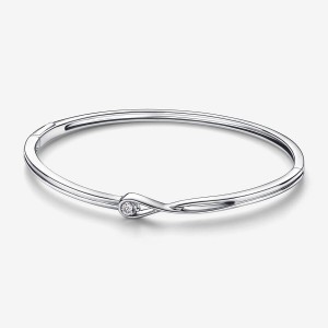 Sterling Silver Pandora Brilliance 0.15 ct tw Bangle Bracelets | 4506278-MT