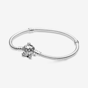 Sterling Silver Pandora Cinderella Pumpkin Coach Clasp Moments Charm Bracelets | 6213904-KT