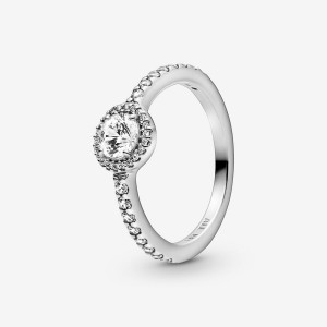 Sterling Silver Pandora Classic Sparkle Halo Halo & Solitaire Rings | 6021573-PL