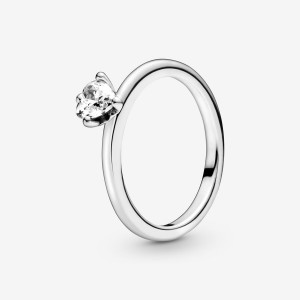 Sterling Silver Pandora Clear Solitaire Halo & Solitaire Rings | 0589172-MK