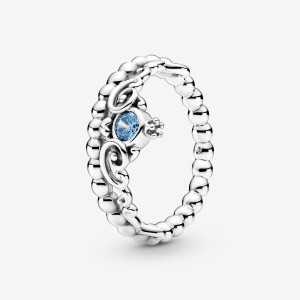 Sterling Silver Pandora Disney Cinderella Blue Tiara Heart & Promise Rings | 0478962-YE