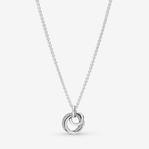 Sterling Silver Pandora Family Always Encircled Pendant Necklaces | 0485296-TY