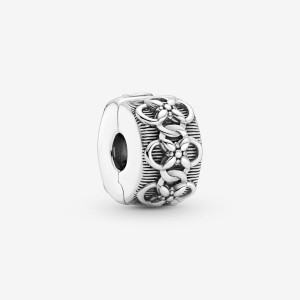 Sterling Silver Pandora Flower Pattern Clip Clips | 6210745-IX