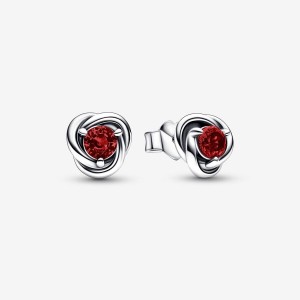 Sterling Silver Pandora January Red Eternity Circles Stud Earrings | 8975463-IE