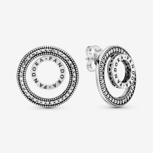 Sterling Silver Pandora Logo Circles Stud Earrings | 3956018-KO