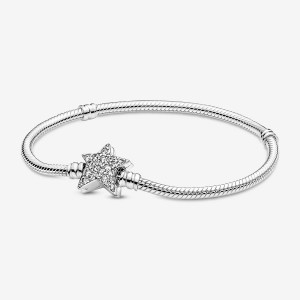 Sterling Silver Pandora Moments Asymmetric Star Clasp Snake Charm Holders | 2067543-FN