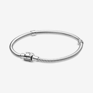 Sterling Silver Pandora Moments Barrel Clasp Snake Charm Holders | 5397186-DS