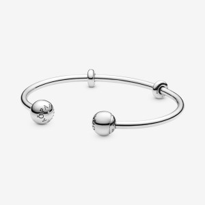 Sterling Silver Pandora Moments Open Bangle Charm Holders | 5178263-HJ