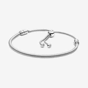 Sterling Silver Pandora Moments Snake Slider Charm Bracelets | 7581396-CG