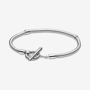 Sterling Silver Pandora Moments T-Bar Snake Charm Bracelets | 2805639-IF