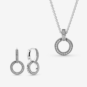 Sterling Silver Pandora Necklace & Earring Sets | 9850173-GF