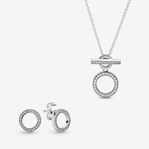 Sterling Silver Pandora Necklace & Earring Sets | 1593027-CG