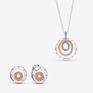 Sterling Silver Pandora Necklace & Earring Sets | 6217498-LI