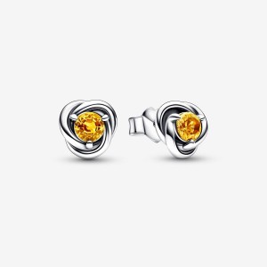 Sterling Silver Pandora November Honey Eternity Circles Stud Earrings | 7152380-SN