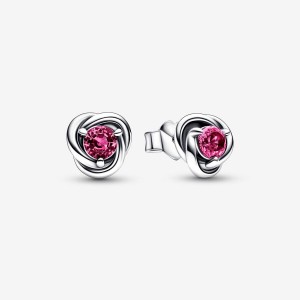 Sterling Silver Pandora October Pink Eternity Circles Stud Earrings | 8621730-BI