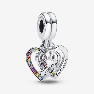 Sterling Silver Pandora Puzzle Piece Hearts Splittable Friendship Dangle Dangle Charms | 1304659-FR