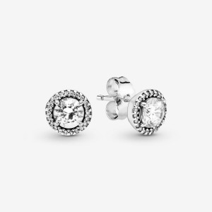 Sterling Silver Pandora Round Sparkles Stud Earrings | 0852641-PS