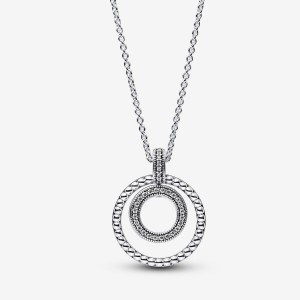 Sterling Silver Pandora Signature Pavé & Beads Pendant Necklaces | 1370958-TC