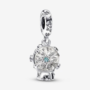 Sterling Silver Pandora Snowflake Snow Globe Dangle Dangle Charms | 9271853-CM