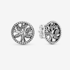 Sterling Silver Pandora Sparkling Family Trees Stud Earrings | 2365894-IX