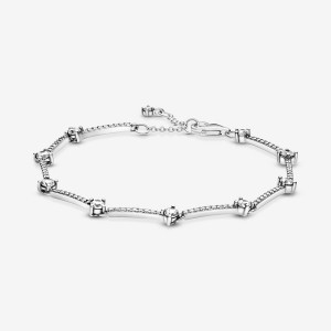 Sterling Silver Pandora Sparkling Pavé Bars Non-charm Bracelets | 0961582-WQ