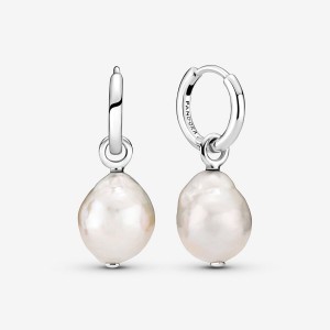 Sterling Silver Pandora Treated Freshwater Cultured Baroque Pearl Hoop Earrings | 3928045-KG