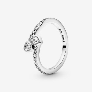 Sterling Silver Pandora Two Sparklings Heart & Promise Rings | 9638541-NX